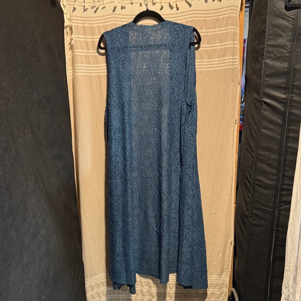 LuLaRoe Joy-  Lace Long Cardigan in Blue